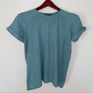 Vince Rolled Sleeve Crew Tee (L-Heathered Blue)